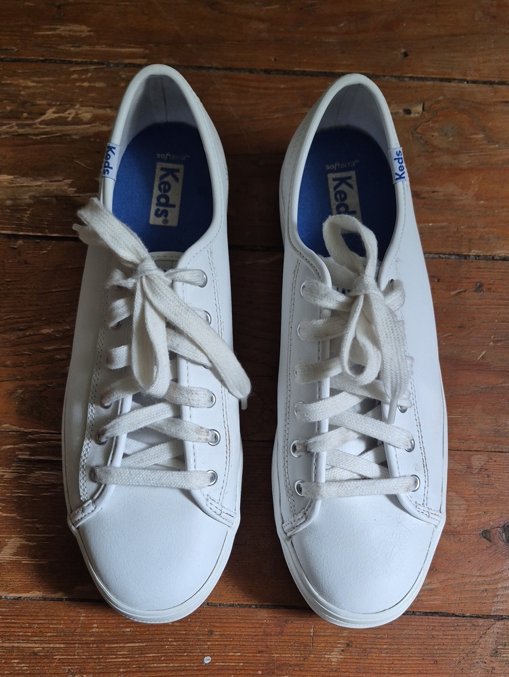 Keds White Low-Top Sneakers with Blue Insole